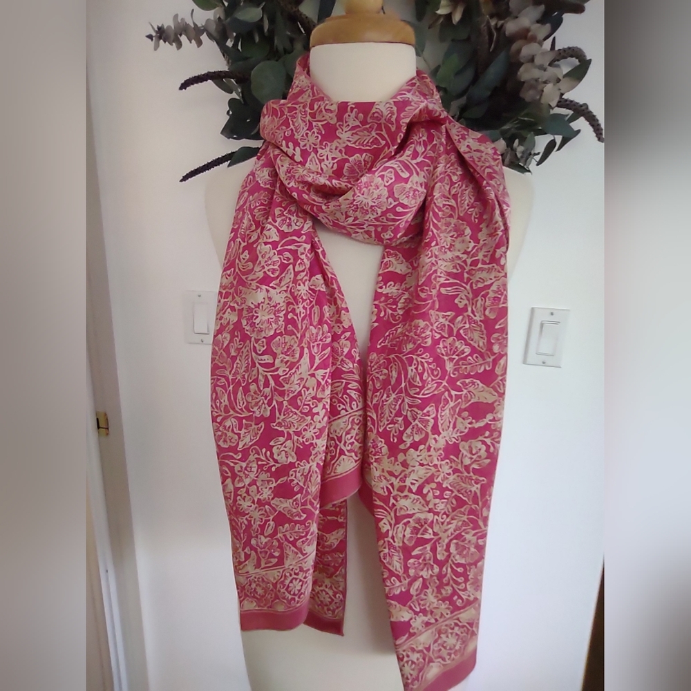 Silk Pink Floral Scarf